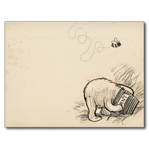 pooh with head in jar + bee