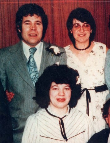 TD13 Fred West and wife Rose with the serial killer's daughter Anne Marie at her wedding in 1986